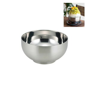 2重構造で温度をキープ ダブルボウル S ( プレゼント ステンレス 食器 保冷 業務用 保温 燕三条 丼ぶり 割れない 18-8ステンレス ラーメン うどん 冷めにくい どんぶり 鉢 シンプル 丼 器 おし