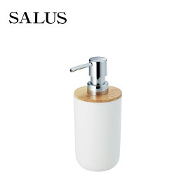 陶器と天然木 ナチュラル ソープディスペンサー フラワー SALUS（ 詰め替え ボトル 容器 シャンプー ボディソープ ハンドソープ 可愛い 北欧 韓国 洗面 プレゼント 新生活 ホテル ポンプ 洗顔 おしゃれ 石鹸 液体 小分け 客室 液体タイプ ）