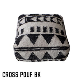 モリヨシ MORIYOSHI クロス Cross pouf BK クッション チェアクッション 座布団 キリム柄 インド製 オシャレ ミックスカラー ネイティブキルト柄 西海岸 カフェ ヴィンテージ SSPF-17-36BK