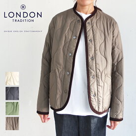 【4月30日10時まで30％OFF】 ロンドントラディション London Tradition 日本正規品 JEENA SHORT ノーカラージャケット キルティング ジャケット アウター Made in England イギリス製 ノーカラー キルティングジャケット