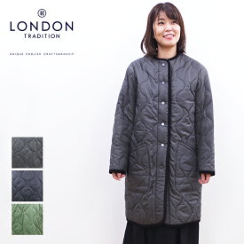 【6月11日10時まで30％OFF】 ロンドントラディション London Tradition 日本正規品 JEENA LONG ノーカラーロングジャケット コート キルティング ジャケット アウター Made in England イギリス製 ロング丈 ミドル丈 ノーカラー キルティングコート