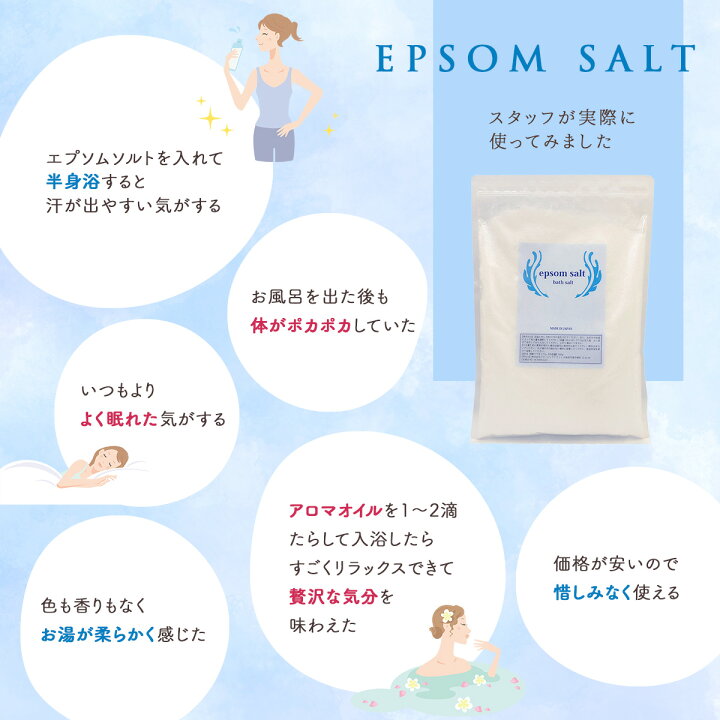 楽天市場 国産 エプソムソルト 無香料 900g 食品添加物グレード品 バスソルト デトックス マグネシウム 経皮摂取 硫酸マグネシウム 入浴剤 乾燥肌 冷え性 保温 お風呂 半身浴 フットバス 塩浴 塩水浴 雑貨イズム