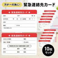 緊急連絡先カード 10枚セット ヘルプカード 迷子札 救急 防災 医療情報 連絡先 カード 名札 疾患 耐水 緊…
