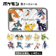 缶ケースシール ポケモンMIXグレー  シール40枚入り 10柄 コレクション ギフト 小物入れ 缶ケース付き …