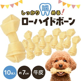 無添加 ローハイドボーン 7cm 10本 犬 おやつ ガム 牛皮 ボーン デンタルケア ストレス解消 噛み癖対策 犬用 硬め 長持ち 小型犬 中型犬
