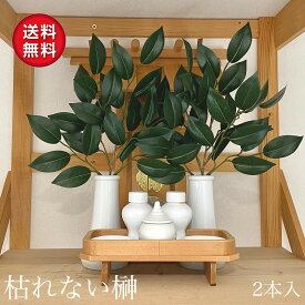 榊 (さかき・サカキ) 造花 リアル 本物 生花 品質タイプ 一対 (2個セット) 枯れないさかき 神棚