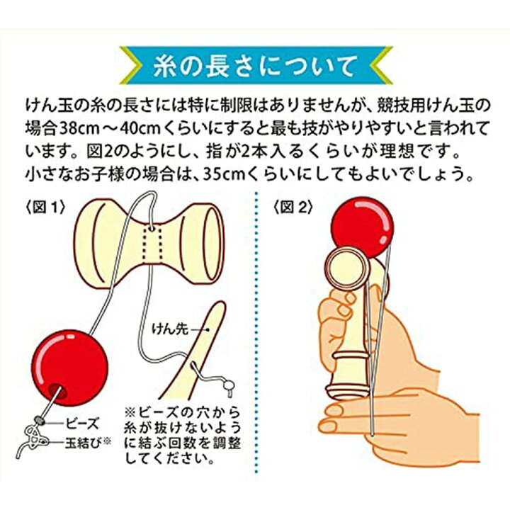 楽天市場 けん玉 替え糸キット 糸3本 約50cm ビーズ3個 説明書付き けんだま ヒモ 紐 ひも 替え紐 替え 雑貨イズム