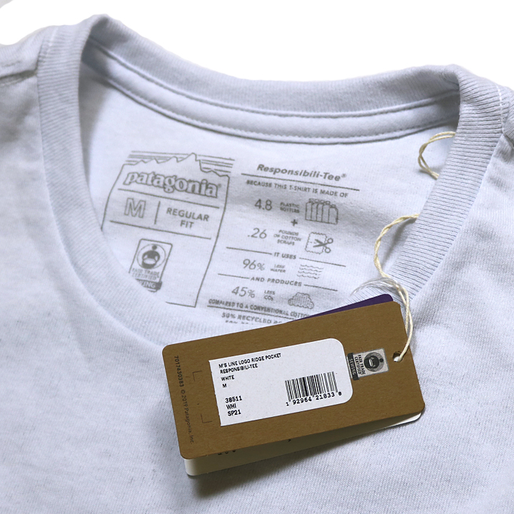 59%OFF!】 パタゴニア Ｔシャツ 定番 <BR>メンズ ラインロゴ ポケット レスポンシビリティー <BR>patagonia Line  Logo Ridge Pocket Responsibili T-Shirt<BR>半袖Ｔシャツ 2022年春夏モデル P6ロゴ <br>品番  38511