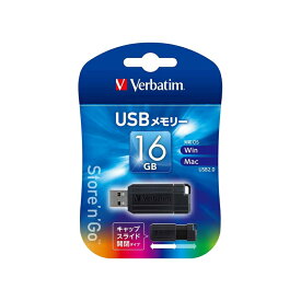 バーベイタム USBメモリー16GB USBP16GVZ4 キャップスライド式カラフル ブラック Verbatim
