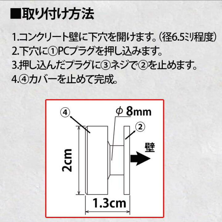 楽天市場 ウォールメイツ 正規品 アンカーフック 1個入 M 007 壁掛けフック 壁掛け フック コンクリート 壁 強力 コンクリートに下穴をあけ Pcプラグを打ち込み ネジ留め 安全荷重kg Wall Mates 公式ショップ