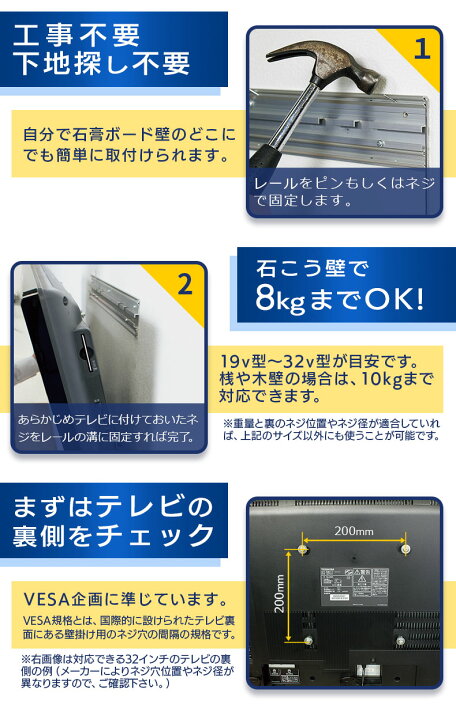 楽天市場 ウォールメイツ 正規品 テレビ壁掛け レール 300 壁掛けテレビ用金具 19 32インチ対応 Wall Mates 公式ショップ 楽天市場 ウォールメイツ 正規品 テレビ壁掛け レール 300 壁掛けテレビ用金具 19 32インチ対応 Wall Mates 公式ショップ
