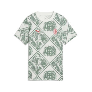 �y���z (PUMA)�v�[�} PMJ-784724-04 ACM FtblCulture Tee AOP Jr (04)Warm White-Green Moon �W���j�A