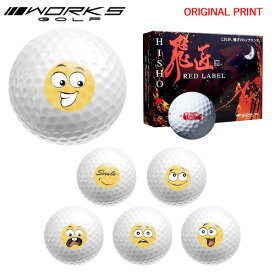 ★スーパーSALE最大10％OFFガチ得クーポン★【オリジナルマークプリントボール(納期2-3日)】ワークスゴルフ 飛匠レッドラベル極 ゴルフボール 1ダース (12球入り)2025年継続 スマイルA マーク入り