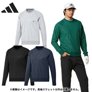 (営業日即日発送)アディダスゴルフ クルーネック エンボスプリント ラグランスリーブ長袖スウェット JTX63 メンズ 2024年秋冬