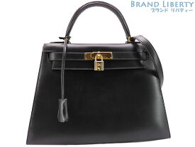 【美品】エルメス　HERMES　ケリー28　外縫い　2WAY ハンドバッグ　ショルダーバッグ　ヴィンテージ　ブラック　ボックスカーフ　【中古】