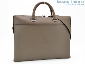 【激レア未使用】カルティエ　Cartier　マストドゥカルティエ　ドキュメント ホルダー スモール　2WAY ブリーフケース　ビジネスバッグ　ハンドバッグ　ショルダーバッグ　トープ グレーベージュ　L1002348　【中古】