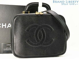 【ほぼ新品】シャネル　CHANEL　ヴィンテージ　ココマーク　キャビアスキン　2WAY バニティバッグ　コスメポーチ　化粧ポーチ　小物入れ　ハンドバッグ　ショルダーバッグ　ポシェット　ブラック　グレインドカーフスキン　A07061　【中古】