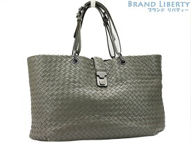【美品】ボッテガ ヴェネタ　BOTTEGA VENETA　イントレチャート　トートバッグ　ショルダーバッグ　ハンドバッグ　グレー　カーフレザー　297983　【中古】