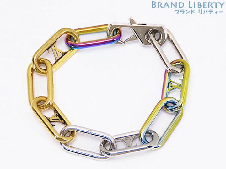 楽天市場 レア美品 ルイヴィトン Louis Vuitton ブラスレ シグネチャー チェーン ブレスレット 腕輪 ゴールド シルバー レインボーカラー M 中古 Brand Liberty