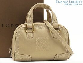 【超美品】ロエベ　LOEWE　マイクロミニ アマソナ　2WAY ミニハンドバッグ　ショルダーポーチ　ポシェット　ハンドポーチ　ミニバッグ　メタリックゴールド　ラムレザー　160 82 039　【中古】