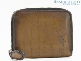 【美品】ベルルッティ　Berluti　カリグラフィ　WAPA ワパ　スクリットレザー　ジップ付き 小銭入れ　コインパース　コインケース　カードケース　コンパクト財布　ブラウン　ヴェネチアレザー　WAPA_NEO-JOUR-V2　【中古】