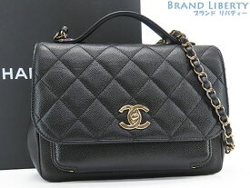 【超美品】シャネル　CHANEL　マトラッセ　ココマーク　キャビアスキン　アフィニティ　2WAY トップハンドルバッグ　ハンドバッグ　チェーン ショルダーバッグ　ブラック ゴールド金具　A93749　【中古】