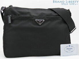 【新品同様】プラダ　PRADA　ナイロン　斜め掛け ショルダーバッグ　メッセンジャーバッグ　NERO ブラック　ナイロン サフィアーノレザー　1BC421　【中古】
