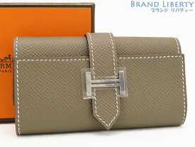 【新品】エルメス　HERMES　ベアン　4連 キーケース　キーリング　キーホルダー　エトゥープ ベージュ シルバー金具　ヴォーエプソン　H047744CK18