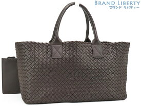 【超美品】ボッテガ ヴェネタ　BOTTEGA VENETA　イントレチャート　ナッパ ミディアム カバ　カバMM　トートバッグ　ショルダーバッグ　ハンドバッグ　旅行カバン　エバノ ダークブラウン　ラムレザー　115664　【中古】