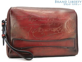 【激レアほぼ新品】ベルルッティ　Berluti　カリグラフィ　ローズウッド スクリットレザー ポーチ　クラッチバッグ　セカンドバッグ　ハンドバッグ　サンテミリオンレッド ボルドー ローズゴールド ピンクゴールド　ROSEWOOD_NEO-JOUR-V2　【中古】