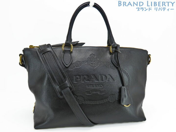 楽天市場】【新品同様】プラダ PRADA ロゴエンボスレザー 2WAY  