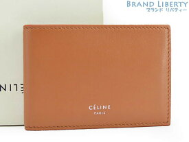 【超美品】セリーヌ　CELINE　三つ折り　カードホルダー　カードケース　パスケース　Terracotta ブラウン ネイビー　カーフレザー　108233AFF　【中古】