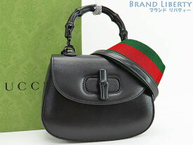 【未使用】グッチ　GUCCI　バンブー 1947 ミニ トップハンドルバッグ　シェリーライン　2WAY　ハンドバッグ　ショルダーバッグ　ポシェット　ブラック シェリーカラー　レザー　686864　【中古】