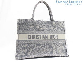 【超美品】クリスチャン ディオール　Christian Dior　ブックトート ミディアムバッグ　トワル ドゥ ジュイ リバース エンブロイダリー　トートバッグ　ハンドバッグ　ワンショルダーバッグ　グレー アイボリー　キャンバス　M1296ZRGO_M932　【中古】