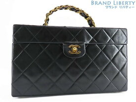 【レア美品】シャネル　CHANEL　ヴィンテージ　マトラッセ　ココマーク　バニティバッグ　コスメボックス　メイクボックス　化粧ケース　マルチケース　ブラック ゴールド金具　ラムスキン　【中古】