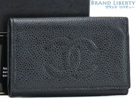 シャネル　CHANEL　ココマーク　キャビアスキン　6連 キーケース　キーリング　キーホルダー　ブラック　グレインドカーフスキン　A01439 A13502　【中古】