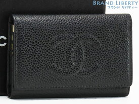 【外美品】シャネル　CHANEL　ココマーク　キャビアスキン　6連 キーケース　キーリング　キーホルダー　ブラック　グレインドカーフスキン　A01439 A13502　【中古】