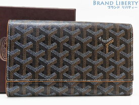 【新品同様】ゴヤール　GOYARD　ヘリンボーン　リボリ RIVOLI　トライフォールド ウォレット　三つ折り長財布　ブラック ブラウン　PVC レザー　APM203 03　【中古】