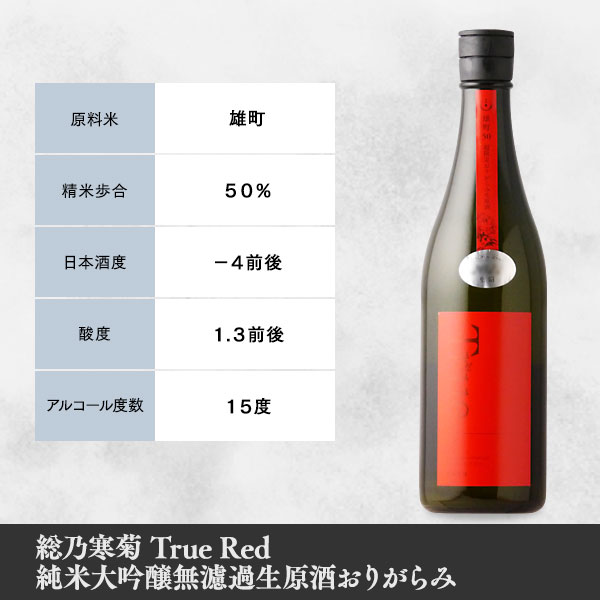 最旬ダウン総乃寒菊 True Red 純米大吟醸無濾過生原酒おりがらみ 720ml 日本酒