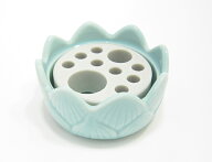 【お墓用線香立て】青磁　多孔盤付香炉　小　陶器製【香炉】【墓石用】【カラツ】