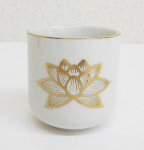 茶湯器 白地 金蓮 1.6 陶器製【ゆのみ】【湯呑み】【カラツ】【バラ売り】【単品】