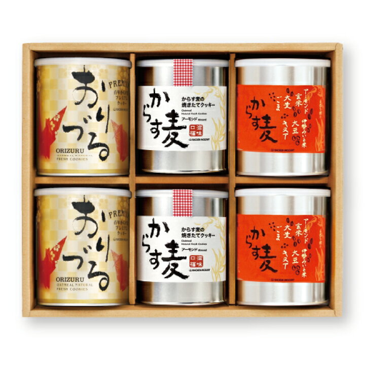 楽天市場】からす麦の焼きたてクッキー 6缶入―Aアーモンド×2・おりづる 