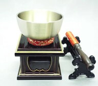 真宗大谷派広丸リン角台付セット　広丸りん2.5寸金欄輪（赤金欄）リン台(タメ色）黒檀金欄4寸りん棒台同…
