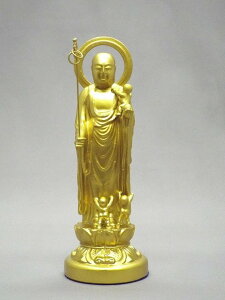仏像 子安地蔵菩薩「3人水子」金色15cm 合金製「高岡産」