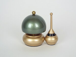 【仏具】 ルミエールりんセット りん台、りん棒セット1.8寸 グリーン色 りん おりん りんセット rin 国産 日本製
