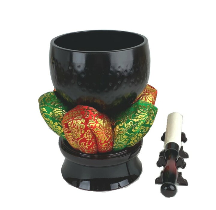 楽天市場】【仏具】 大徳寺リンセット 大徳寺リン4寸 花布団5号 白皮 