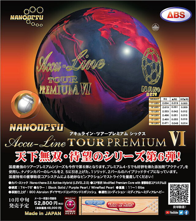 楽天市場】【ABS】 アキュライン・ツアープレミアム6 : ボウラーズ 
