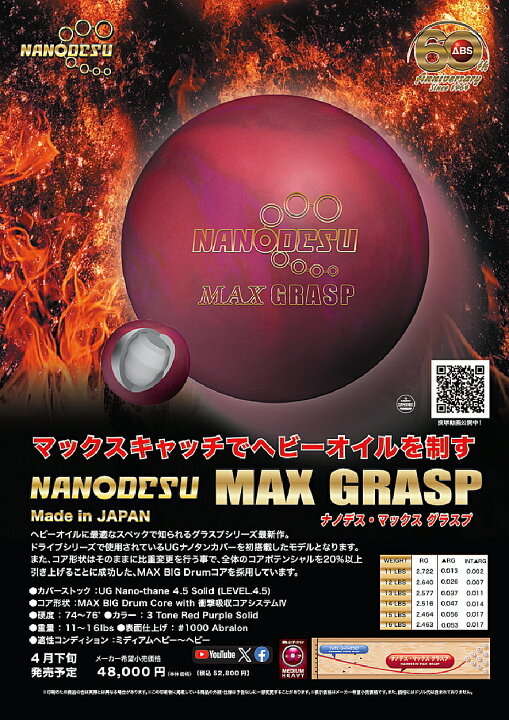 楽天市場】【ABS】 ナノデス・マックスグラスプ : ボウラーズショップ 