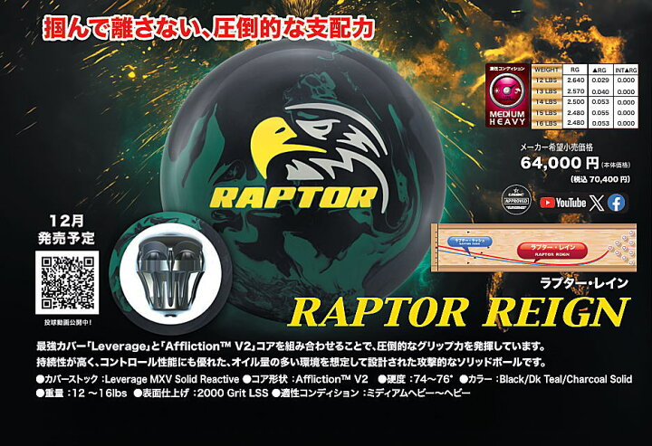 楽天市場】【MOTIV】 ラプター・レイン : ボウラーズショップ プリメーロ