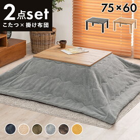 こたつテーブル2点セット こたつセット 掛け布団 こたつ布団 カルテス ビケ 炬燵 こたつ 約75×60cm テーブル 長方形 掛けふとん 掛布団 コタツ薄掛け布団 無地 上掛け こたつぶとん 折り畳み かわいい おしゃれ 冬 暖房 シンプル 薄掛け 和室 洋室 北欧 リビング